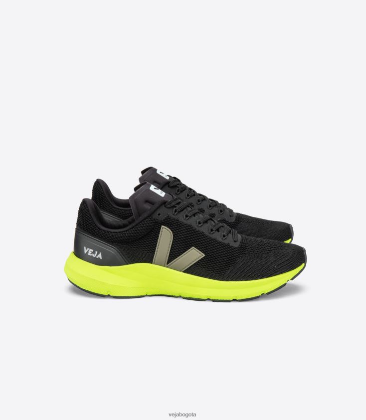 Veja Z6JRPR205marlin lt v-knit negro kaki amarillo fluo