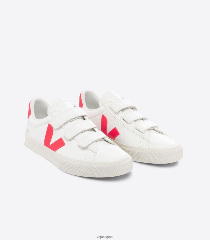 Veja Z6JRPR112Recife cuero sin cromo blanco rosa fluo