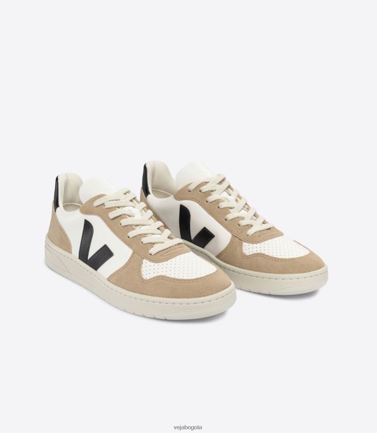 Veja Z6JRPR38v-10 cuero sin cromo blanco negro sahara