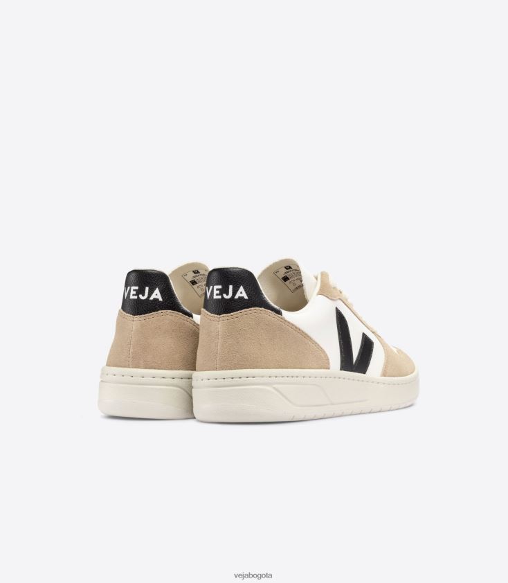 Veja Z6JRPR38v-10 cuero sin cromo blanco negro sahara