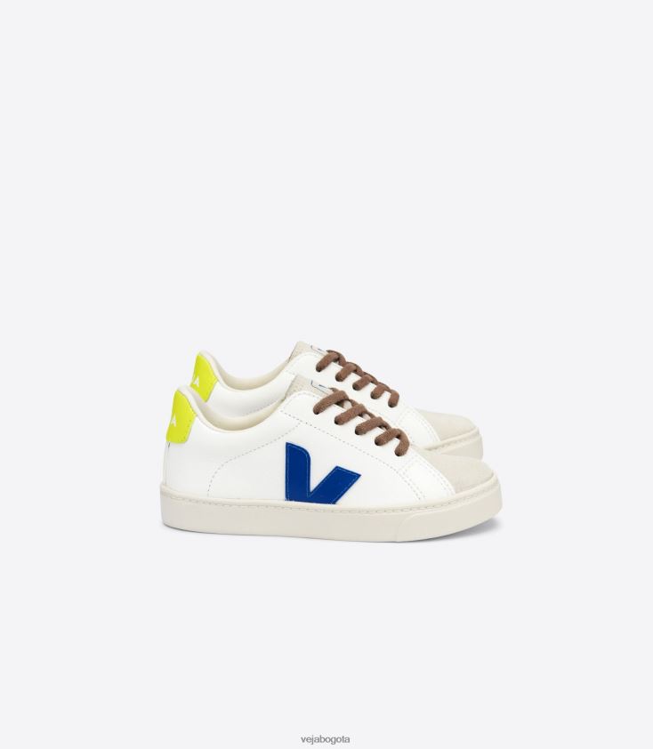 Veja Z6JRPR341Cordones esplar piel sin cromo blanco indigo jaune fluo