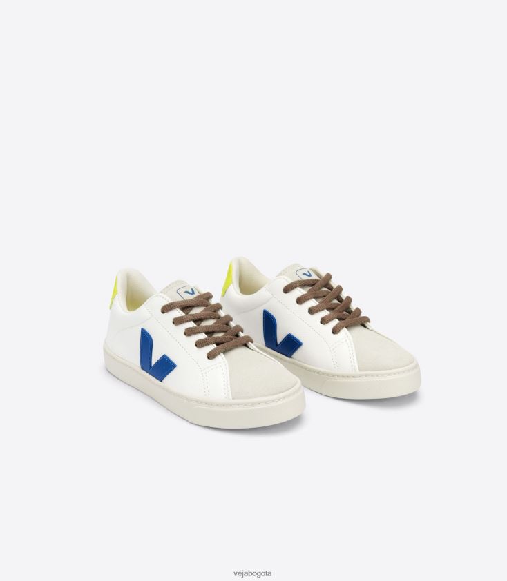 Veja Z6JRPR341Cordones esplar piel sin cromo blanco indigo jaune fluo