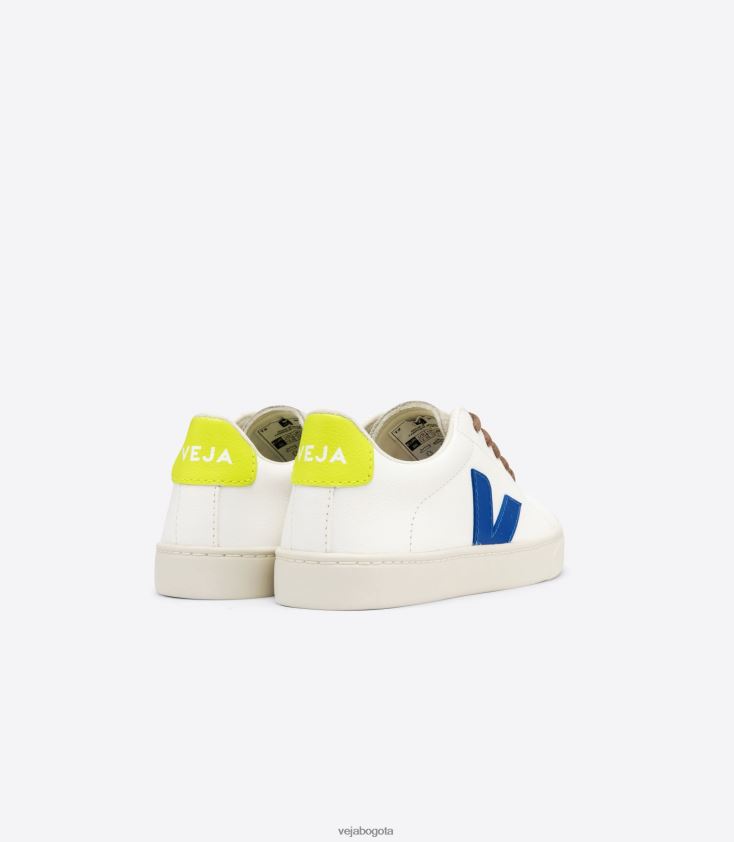 Veja Z6JRPR341Cordones esplar piel sin cromo blanco indigo jaune fluo